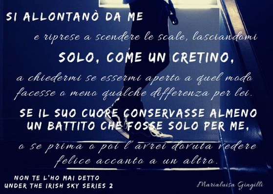 Si allontanò da me e riprese a scendere le scale